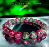 Ruby - Zoisite (Anyolite) Faceted Custom Size Diamond Cut Stretch (8mm) Natural Gemstone Crystal Energy Bracelet