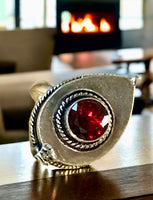 Garnet Almandine Red Natural Gemstone .925 Sterling Silver Locket Poison Ring (Size 8.5)
