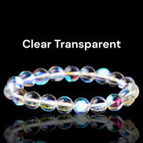 Angel Aura Mystic Mermaid Australian Quartz Crystal•Smooth Transparent Clear•”Celestial Mermaid” - Custom Size•Holographic Crystal Energy Bead Bracelet