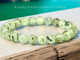 Prehnite Custom Size Round Smooth Stretch (8mm) Natural Gemstone Crystal Energy Bead Bracelet