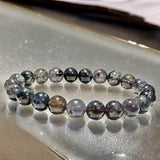 Iolite Blue Water Sapphire Cordierite Dichroite AA+ Round Smooth Stretch (8mm) Natural Gemstone Crystal Energy Bead Bracelet