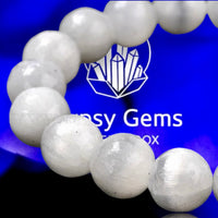 Selenite Genuine White Satin Spar Custom Size Round Smooth Stretch (8mm) Natural Gemstone Crystal Energy Bead Bracelet