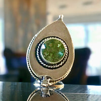 Peridot Natural Gemstone .925 Sterling Silver Locket Poison Ring (Size 7.75)