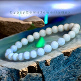 Moonstone - White - Snow White High Sheen Moonstone Minimalist (6mm) Custom Size Round Smooth Stretch Natural Gemstone Crystal Energy Bead Bracelet