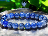 Sodalite AAA+ Dark Blue Faceted Diamond-Cut Custom Size Round Stretch (8mm) Natural Gemstone Crystal Energy Bead Bracelet