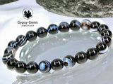 Sardonyx - Black/White Banding Custom Size Round Smooth Stretch (8mm) Natural Gemstone Crystal Energy Bead Bracelet