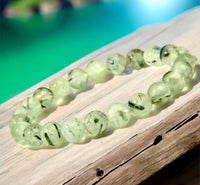 Prehnite Custom Size Round Smooth Stretch (8mm) Natural Gemstone Crystal Energy Bead Bracelet