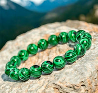 Malachite Custom Size Round Smooth Stretch (10mm) Natural Gemstone Crystal Energy Bead Bracelet