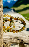 Quartz - Biotite Mica Golden Quartz Custom Size (8mm) Round Smooth Stretch Natural Gemstone Crystal Energy Bead Bracelet