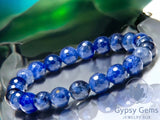 Sodalite AAA+ Dark Blue Faceted Diamond-Cut Custom Size Round Stretch (8mm) Natural Gemstone Crystal Energy Bead Bracelet