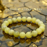 Jade - Jadeite Lemon Yellow Custom Size Round Smooth Stretch (8mm) Natural Gemstone Crystal Energy Bead Bracelet