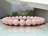 Quartz - Rose Quartz ‘Pink Blush’ Custom Size Round Smooth Stretch (8mm) Natural Gemstone Crystal Energy Bead Bracelet