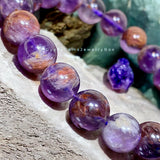 Quartz - Purple Phantom (Super 7) Custom Size Round Smooth Stretch  (8mm) Natural Gemstone Crystal Energy Bead Bracelet