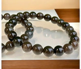 Obsidian - Ice Obsidian•Smokey Brown Obsidian•Back Lace Obsidian•Custom Size•Round Smooth Stretch (8mm) Natural Gemstone Crystal Energy Bead Bracelet