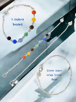 7 Chakra Beaded Silver Pendulum Chain/Plain Silver Pendulum Chain for Dowsing Reiki Energy Healing