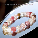 Quartz - Volcano Cherry Custom Size Round Smooth Stretch(8mm) Natural Gemstone Crystal Energy Bead Bracelet