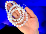 Selenite Genuine White Satin Spar Custom Size Round Smooth Stretch (8mm) Natural Gemstone Crystal Energy Bead Bracelet