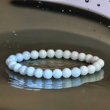 Moonstone - White - Snow White High Sheen Moonstone Custom Size Round Smooth Stretch (8mm) Natural Gemstone Crystal Energy Bead Bracelet