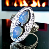Opalite Sri Lanka Moonstone Natural Gemstone .925 Sterling Silver Ring (Size: 8.5)