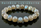 Labradorite - Rainbow Custom Size Round Smooth Stretch (10mm Grande) Natural Gemstone Crystal Energy Bead Bracelet