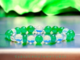 Jade - Jadeite Imperial Green•Opalite•Silver Lava Stone•Custom Size Round Smooth Stretch (8mm) Natural Gemstone Crystal Energy Bead Bracelet