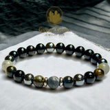 Tiger’s Eye - Blue Tiger Eye•Black Onyx•Labradorite•Hematite•Black Matte Agate•Custom Size Round Smooth Stretch (8mm) Natural Gemstone Crystal Energy Bead Bracelet