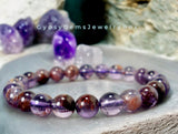 Quartz - Purple Phantom (Super 7) Custom Size Round Smooth Stretch  (8mm) Natural Gemstone Crystal Energy Bead Bracelet