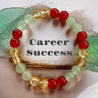 Career Success • Citrine, Aventurine and Red Agate Carnelian• Custom Size - Round Smooth Stretch (8mm) Natural Gemstone Crystal Energy Bead Bracelet