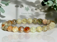 Sunstone - Arusha Sunstone Green Red Custom Size Round Smooth Stretch (8mm) Natural Gemstone Crystal Energy Bead Bracelet