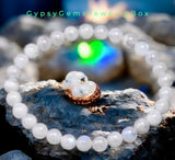 Moonstone - White Rainbow Moonstone Minimalist (6mm) Custom Size Round Smooth Stretch Natural Gemstone Crystal Energy Bead Bracelet