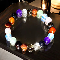 Intention -  Workplace Zen Space - Aventurine, Smokey Quartz, Clear Quartz, Carnelian, Amethyst, Tiger Eye, and Blue Gold Stone, Rose Quartz - Round Smooth - Choice of  Copper/Silver/Gold/Stretch (Natural Gemstone Crystal Energy Bead Bracelet