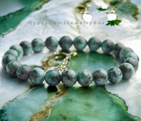 Emerald AAA+ Columbian Green•Custom Size•Round Smooth Stretch (8mm) Natural Gemstone Crystal Energy Bead Bracelet