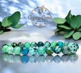 Turquoise - Green Skin Howlite Custom Size Round Smooth Stretch (8mm) Natural Gemstone Crystal Energy Bead Bracelet