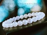 Quartz - Snow White Quartz Custom Size Round Smooth Stretch (8mm) Natural Gemstone Crystal Energy Bead Bracelet