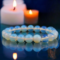 Opalite Sri Lanka Moonstone Custom Size Round Smooth Stretch (8mm) Natural Gemstone Crystal Energy Bead Bracelet