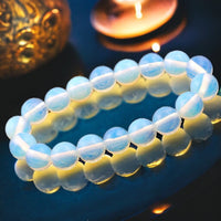 Opalite Sri Lanka Moonstone Custom Size Round Smooth Stretch (Grande 10mm) Natural Gemstone Crystal Energy Bead Bracelet