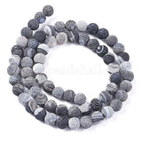 Agate - Dream Fire Agate Black Custom Size Crackled Weathered Matte Frost Round Rustic Stretch (8mm) Natural Gemstone Crystal Energy Bead Bracelet