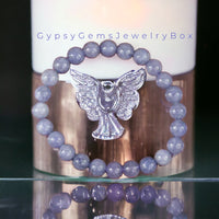 Angelite Purple Custom Size Round Smooth Stretch (8mm) Natural Gemstone Crystal Energy Bead Bracelet