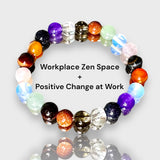 Intention -  Workplace Zen Space - Aventurine, Smokey Quartz, Clear Quartz, Carnelian, Amethyst, Tiger Eye, and Blue Gold Stone, Rose Quartz - Round Smooth - Choice of  Copper/Silver/Gold/Stretch (Natural Gemstone Crystal Energy Bead Bracelet