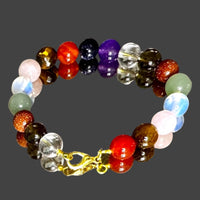 Intention -  Workplace Zen Space - Aventurine, Smokey Quartz, Clear Quartz, Carnelian, Amethyst, Tiger Eye, and Blue Gold Stone, Rose Quartz - Round Smooth - Choice of  Copper/Silver/Gold/Stretch (Natural Gemstone Crystal Energy Bead Bracelet