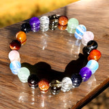 Intention -  Workplace Zen Space - Aventurine, Smokey Quartz, Clear Quartz, Carnelian, Amethyst, Tiger Eye, and Blue Gold Stone, Rose Quartz - Round Smooth - Choice of  Copper/Silver/Gold/Stretch (Natural Gemstone Crystal Energy Bead Bracelet