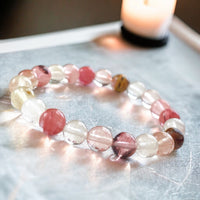Quartz - Volcano Cherry Custom Size Round Smooth Stretch(8mm) Natural Gemstone Crystal Energy Bead Bracelet