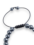 Hematite Black Braided Macrame Adjustable Sliding Knot Round Smooth (8mm) Natural Gemstone Crystal Energy Bead Bracelet