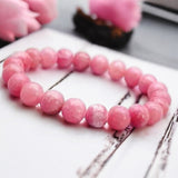 Rhodochrosite Argentina Pink Custom Size Round Smooth Stretch(8mm) Natural Gemstone Crystal Energy Bead Bracelet