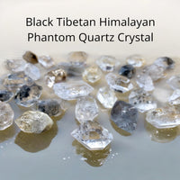 Quartz - Black Tibetan Himalayan Phantom Quartz Crystal with Lava Stone Rock Aromatherapy Stretch Energy Bead Bracelet