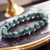 Emerald Natural Green Columbian Custom Size Round Smooth Stretch (8mm) Natural Gemstone Crystal Energy Bead Bracelet