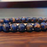 Variscite - Royal Blue Variscite aka “Impression Cloisonne Jasper” Custom Size Round Smooth Stretch (8mm) Natural Gemstone Crystal Energy Bead Bracelet