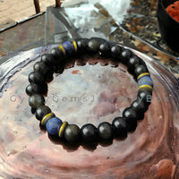 Lapis Lazuli + Black Obsidian Awareness and Intuition Custom Size Round Smooth Stretch (8mm) Natural Gemstone Crystal Energy Bead Bracelet
