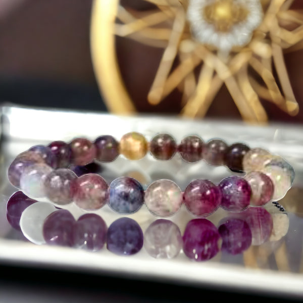 Unicorn Stone Pegmatite Round Smooth Stretch (8mm) Natural Gemstone Crystal Energy Bead Bracelet