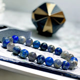Intention - Third Eye Chakra Balance - Sodalite + Iolite + Lapis Lazuli Custom Size Round Smooth Stretch (8mm) Natural Gemstone Crystal Energy Bead Bracelet
